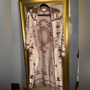 Kaisely Brown and Cream Knit Cardigan